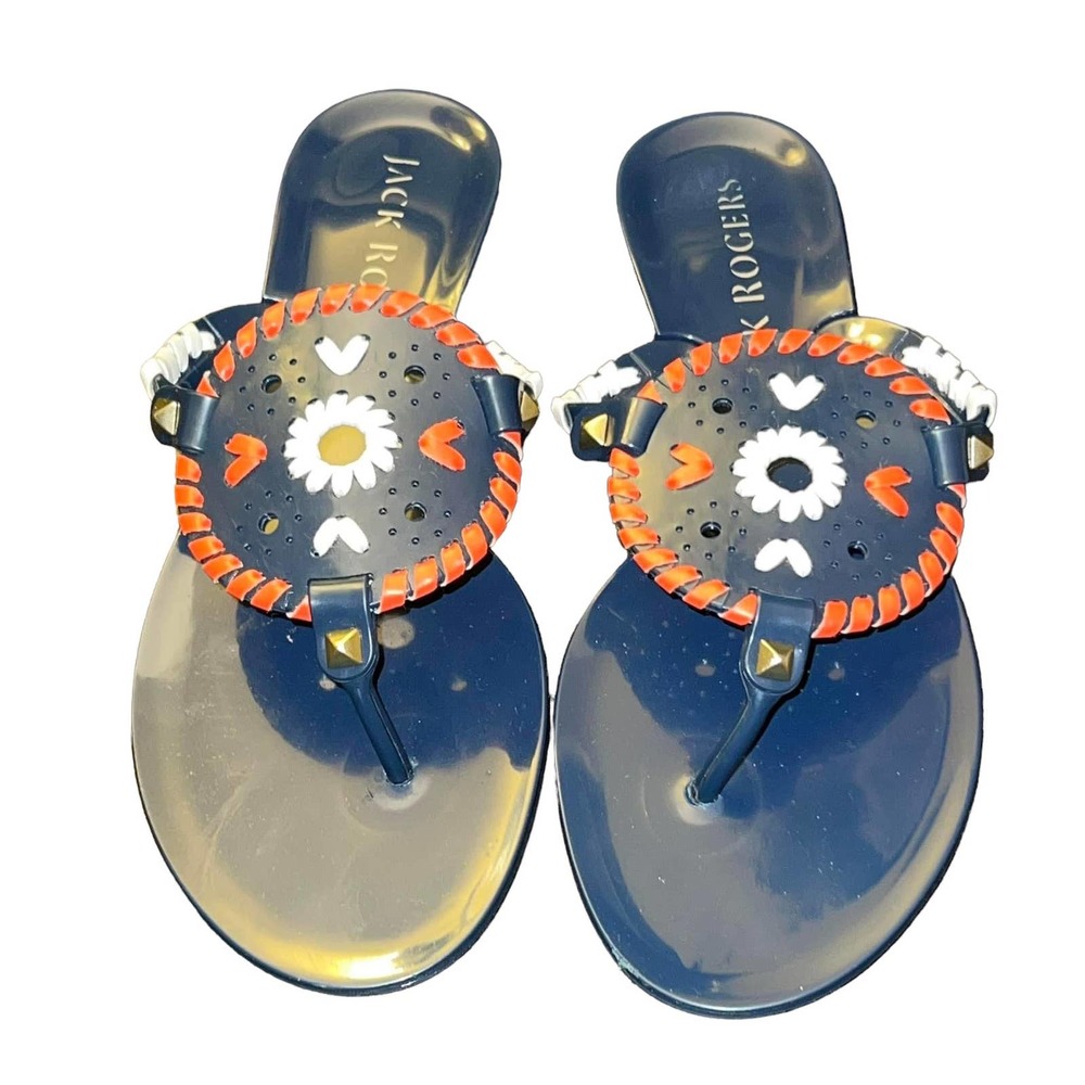 Jack Rogers Blue Georgica Jelly Thong Flat Sandals Size 6